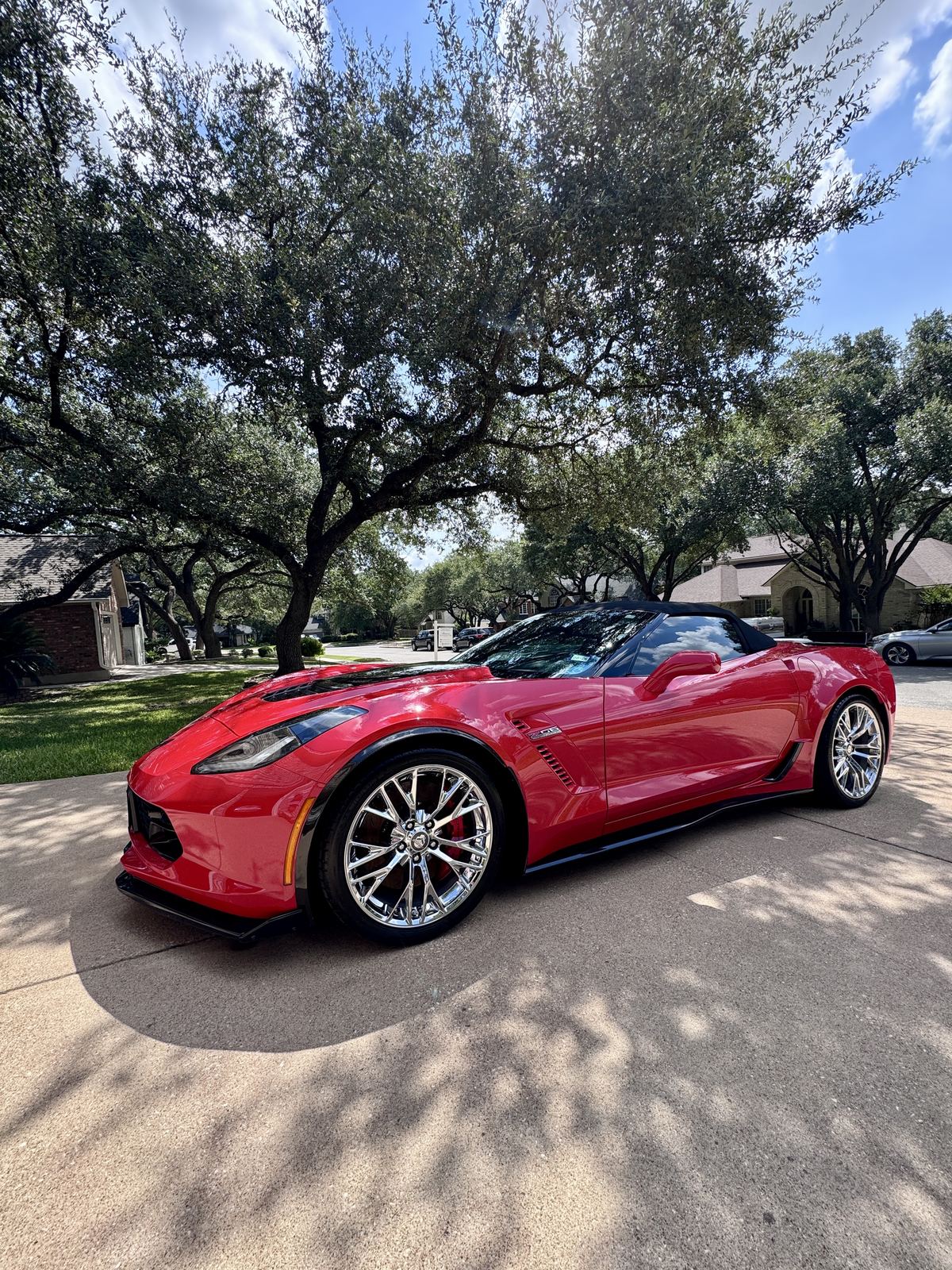 Red Corvette paint reflection after correction